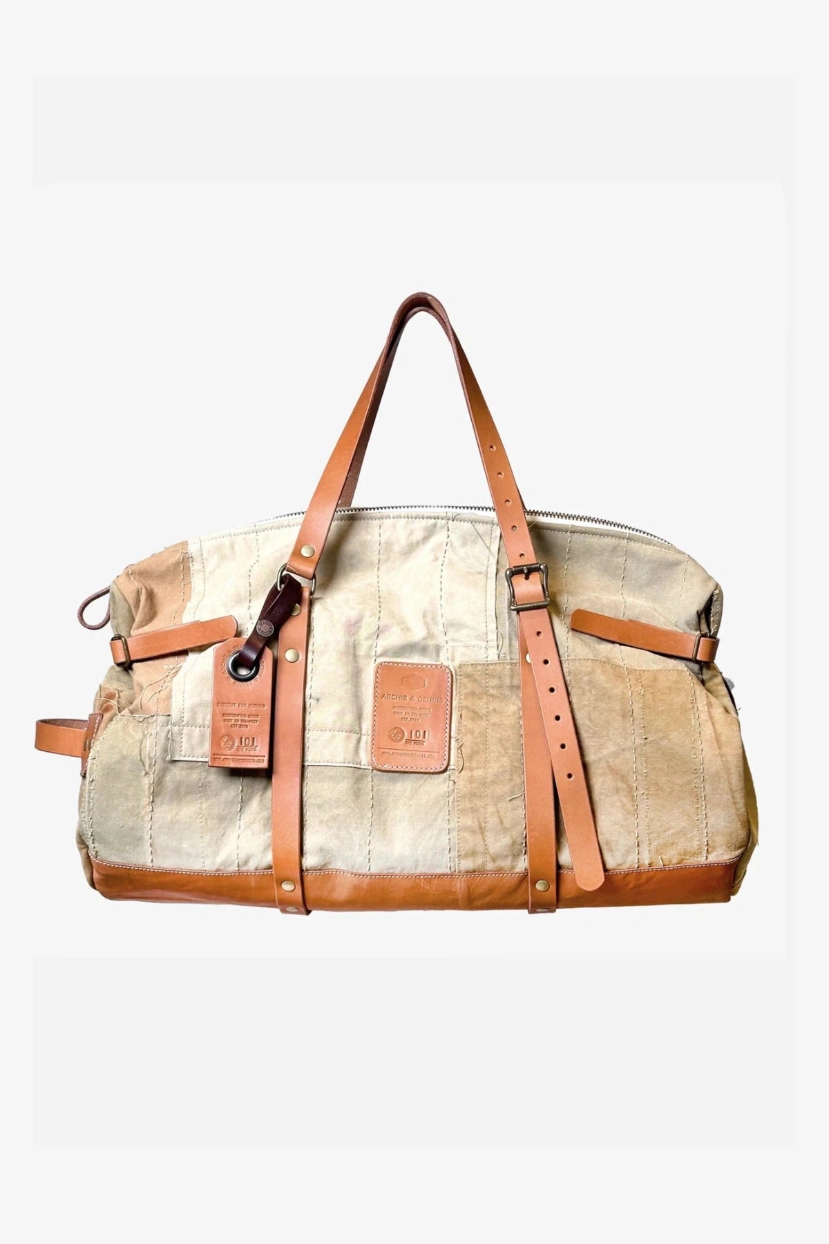 MEN'S DESIGNER ARMY WEEKENDER [3.0] – UPCYCLED NYLON & LEATHER BAG