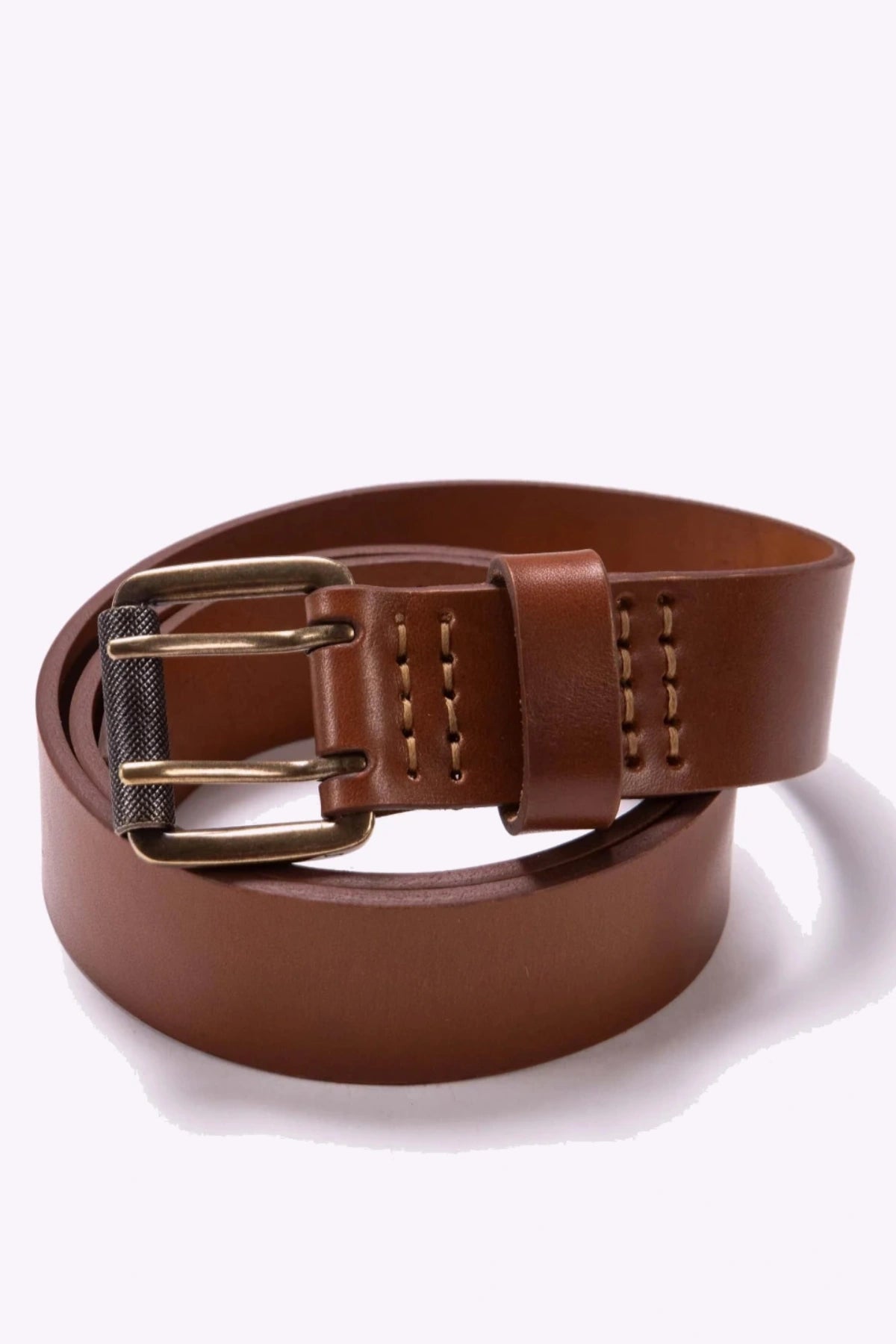 MEN'S DESIGNER BROWN DOUBLE PRONG LEATHER BELT – VEGETABLE‑TANNED