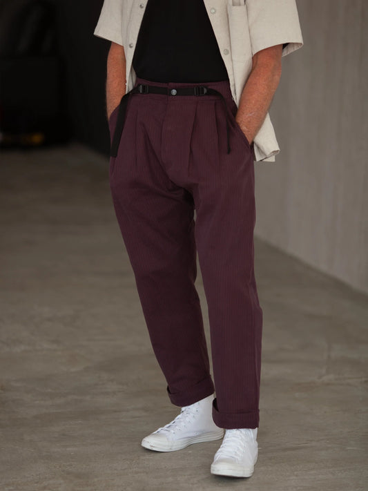 BURGUNDY HERRINGBONE PATTON PANTS 4.0 - HAVIE MNFCT.