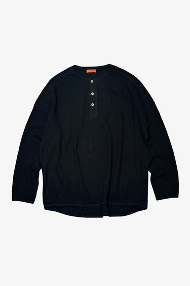 Waffle Henley - Washed Black