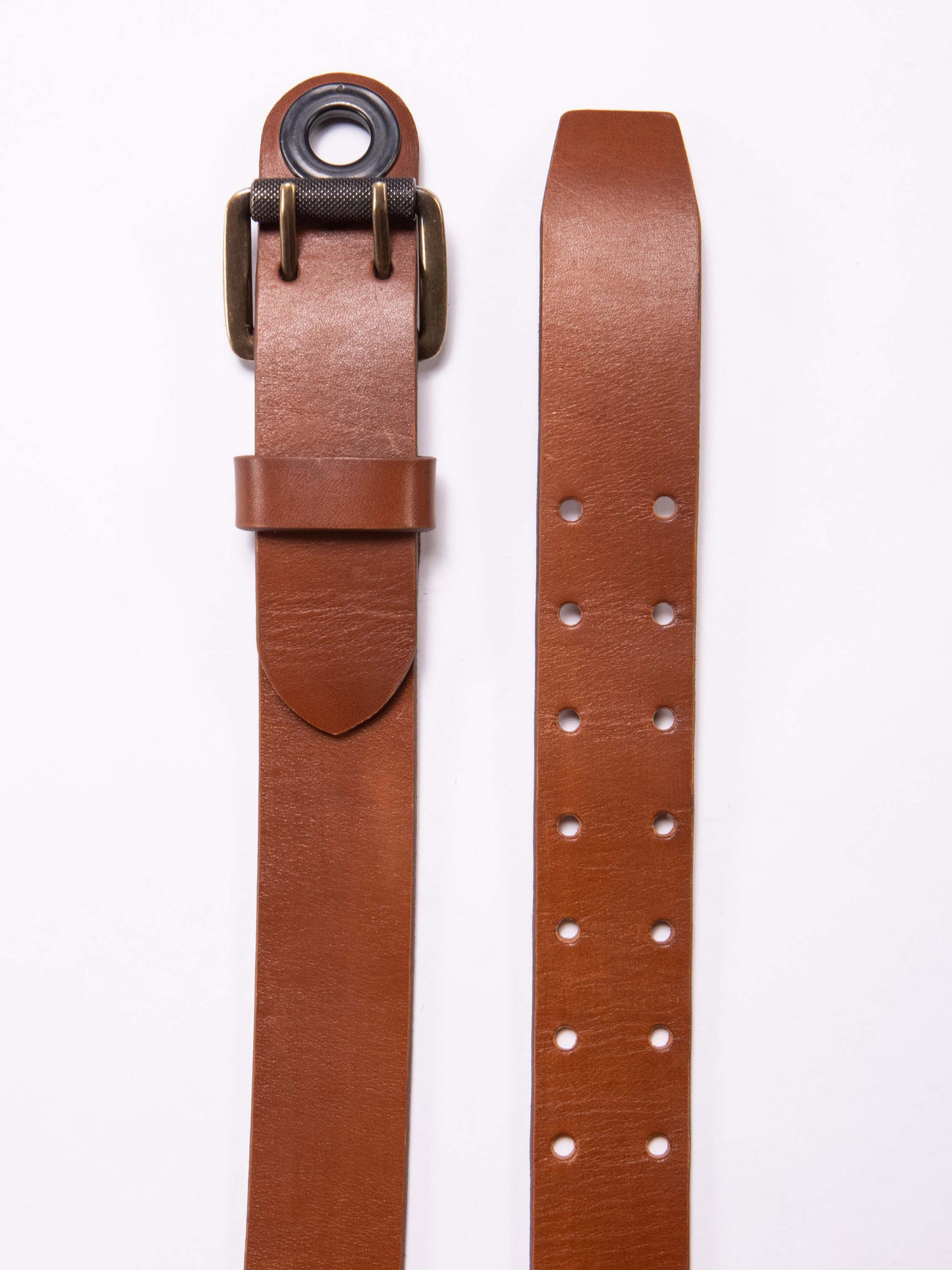 DOUBLE PRONG BROWN LEATHER BELT - HAVIE MNFCT.