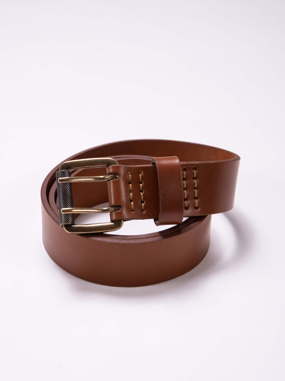DOUBLE PRONG BROWN LEATHER BELT - HAVIE MNFCT.