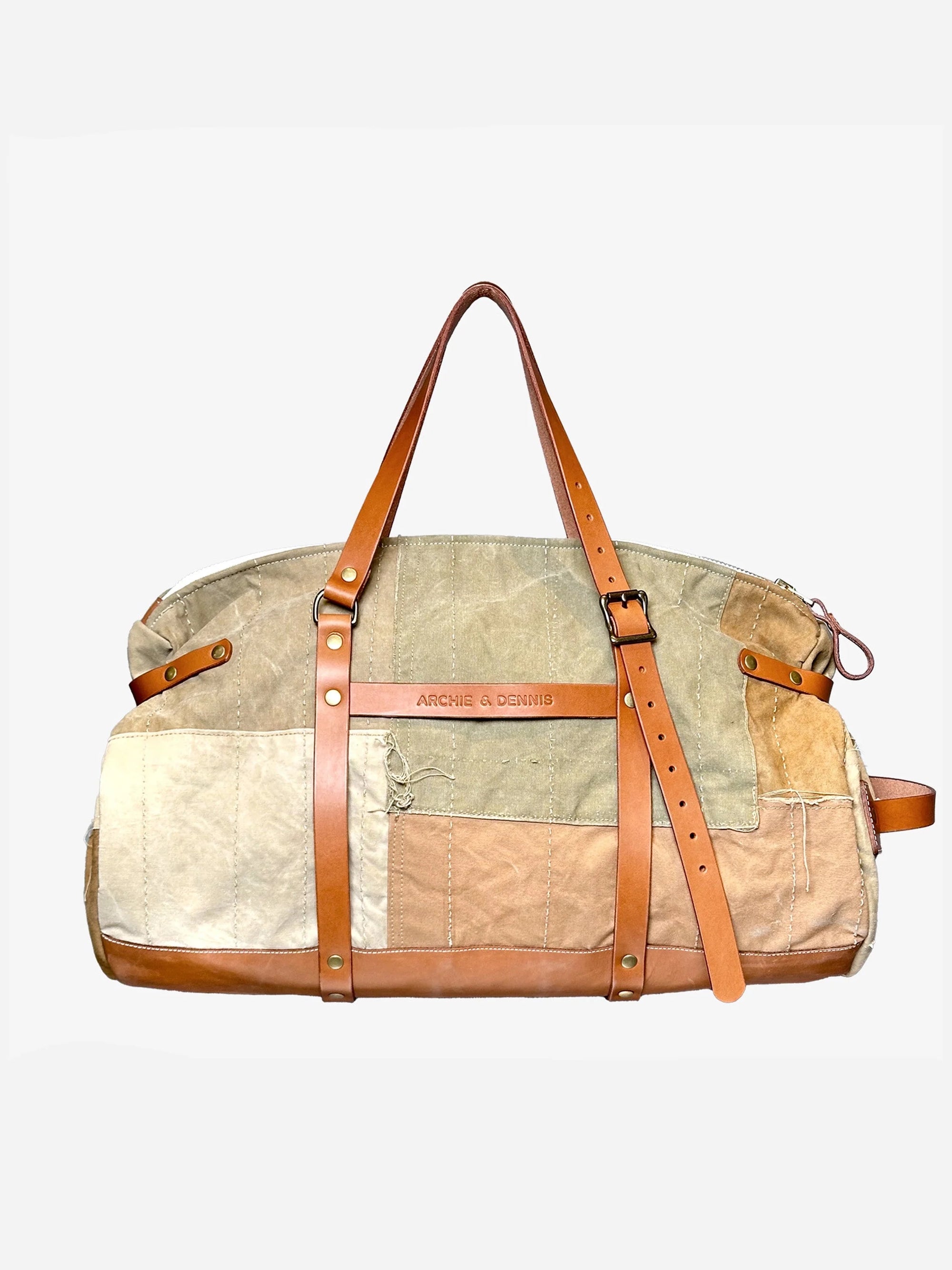 MEN'S DESIGNER ARMY WEEKENDER [3.0] – UPCYCLED NYLON & LEATHER BAG