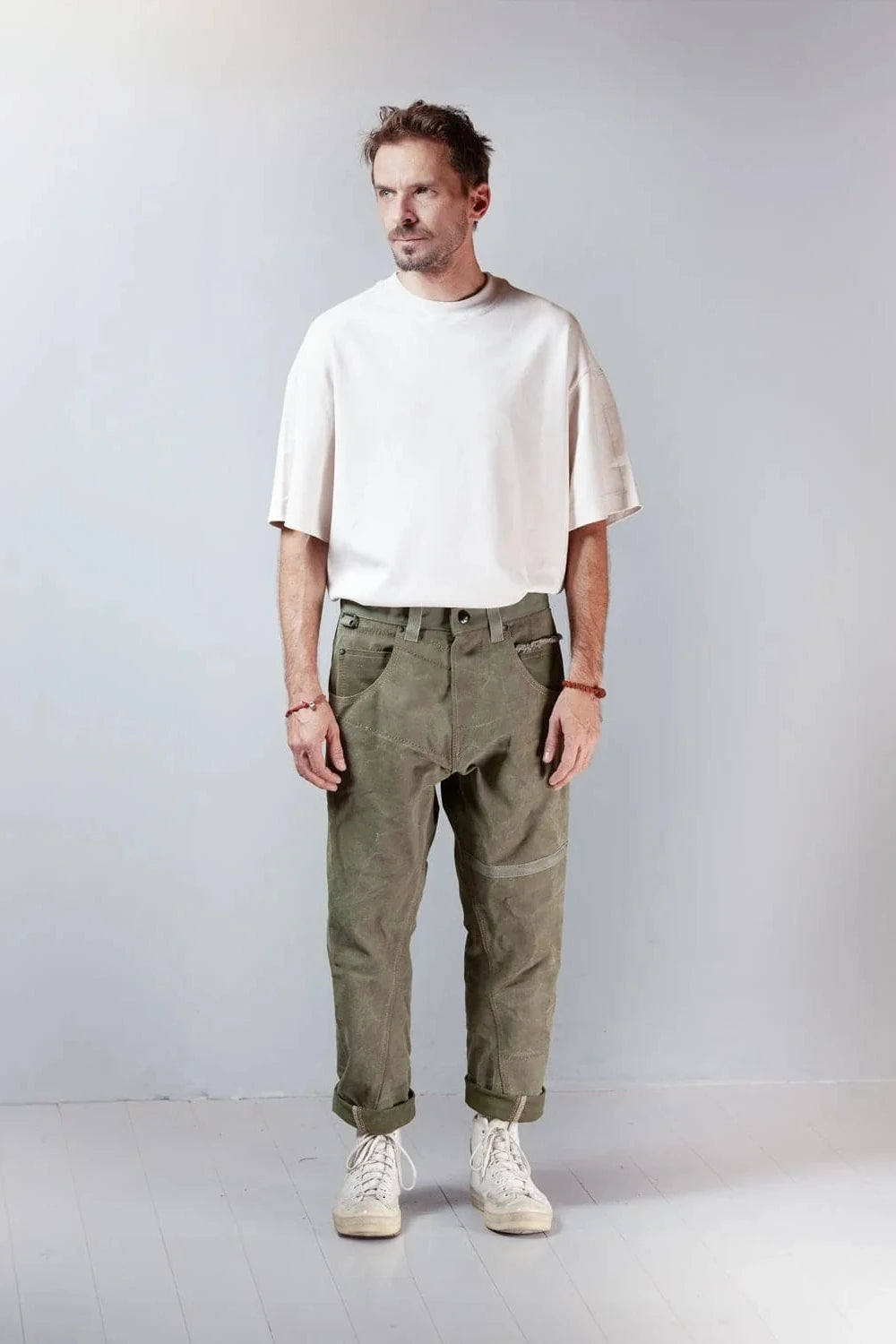 MEN'S DESIGNER ARMY CARROT PANTS – UPCYCLED MILITARY CANVAS PANTS