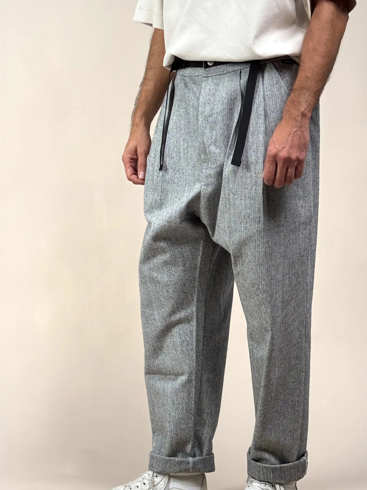 LIGHT GREY HERRINGBONE PATTON PANTS - HAVIE MNFCT.