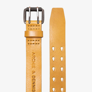 DOUBLE PRONG TAN LEATHER BELT