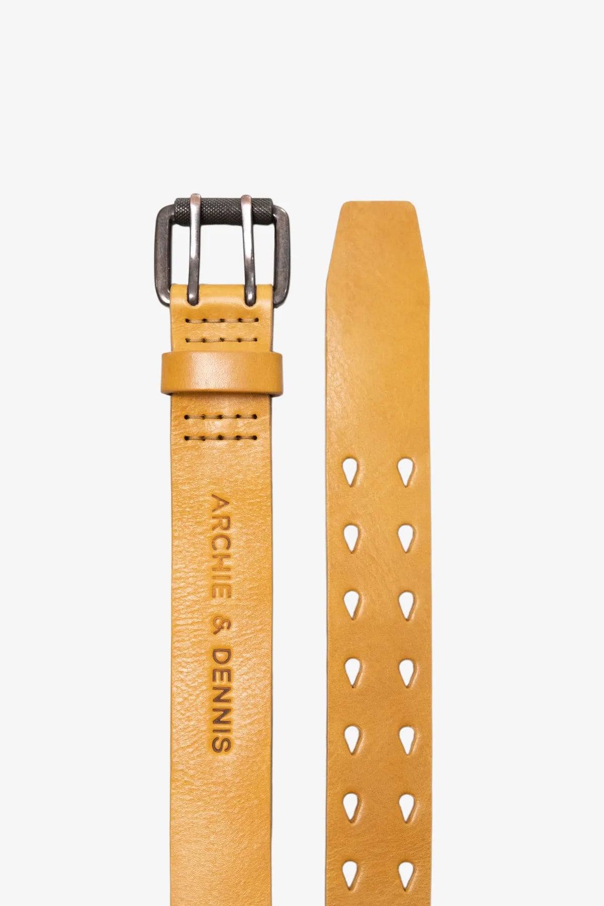 DOUBLE PRONG TAN LEATHER BELT